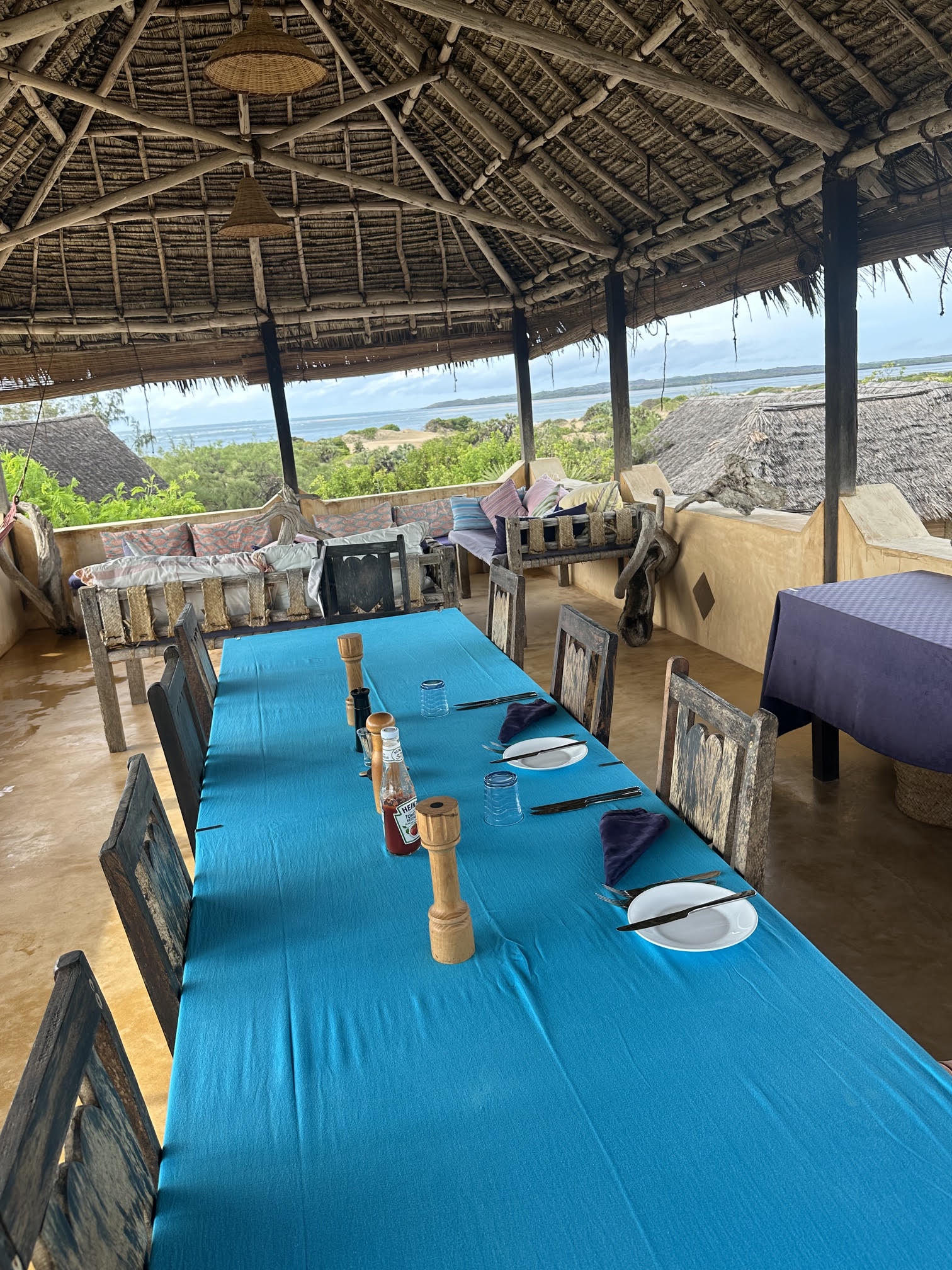 Dune and sea view from rooftop dining