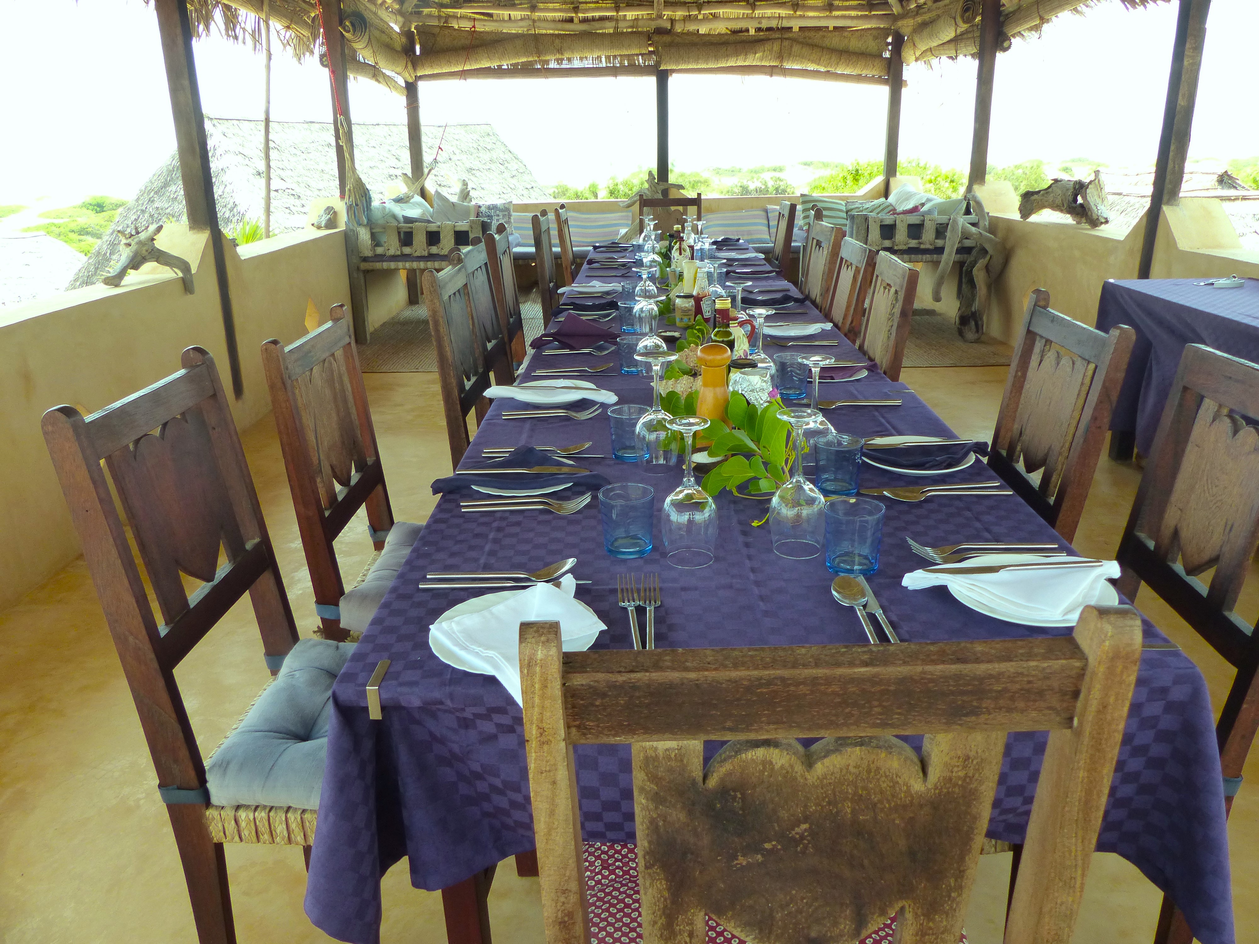 Rooftop dining with sea views